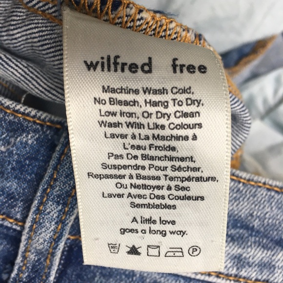 Aritzia Wilfred Free cut off high waisted raw edge denim jean skirt size 6 - Picture 10 of 11